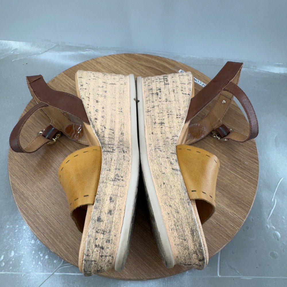 Pikolinos Leather Platform Wedge Sandals 37 6.5 6 Tan Brown Boho Summer Heels - Picture 6 of 8